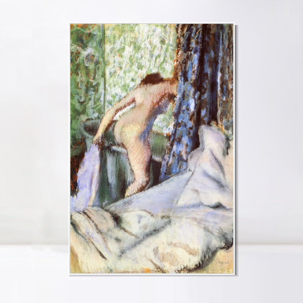 INVIN ART Framed Canvas Giclee Print Art Le Bain, le bain matinal Papier sur papier verg篓娄 by Edgar Degas Wall Art