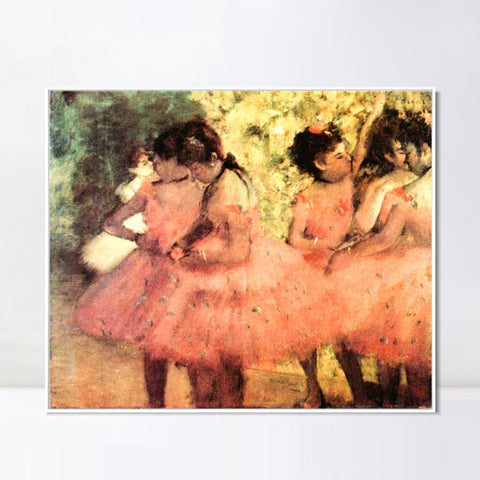 INVIN ART Framed Canvas Giclee Print Art Les danseuses roses, Avant le ballet by Edgar Degas Wall Art Living Room Home Office Decorations