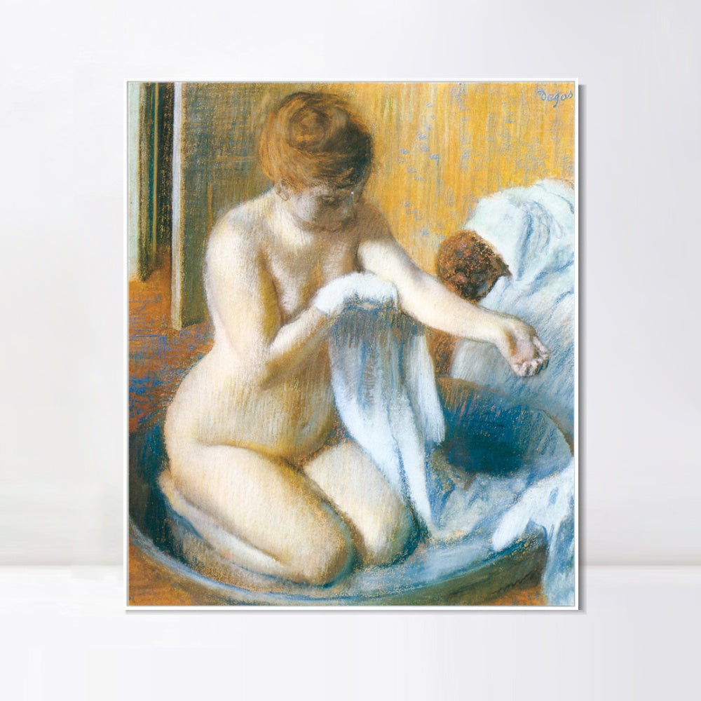 INVIN ART Framed Canvas Giclee Print Art Femme au tub Woman with the tub by Edgar Degas Wall Art
