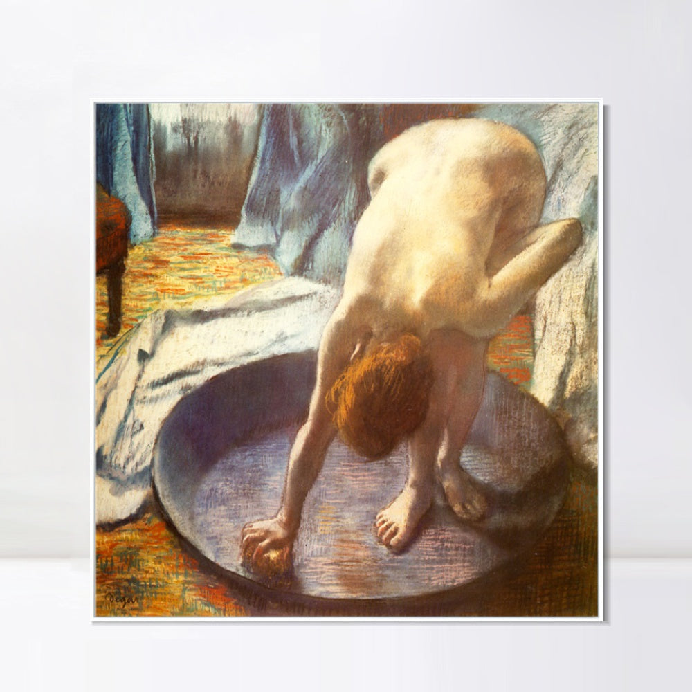 INVIN ART Framed Canvas Giclee Print Art Le Tub by Edgar Degas Wall Art