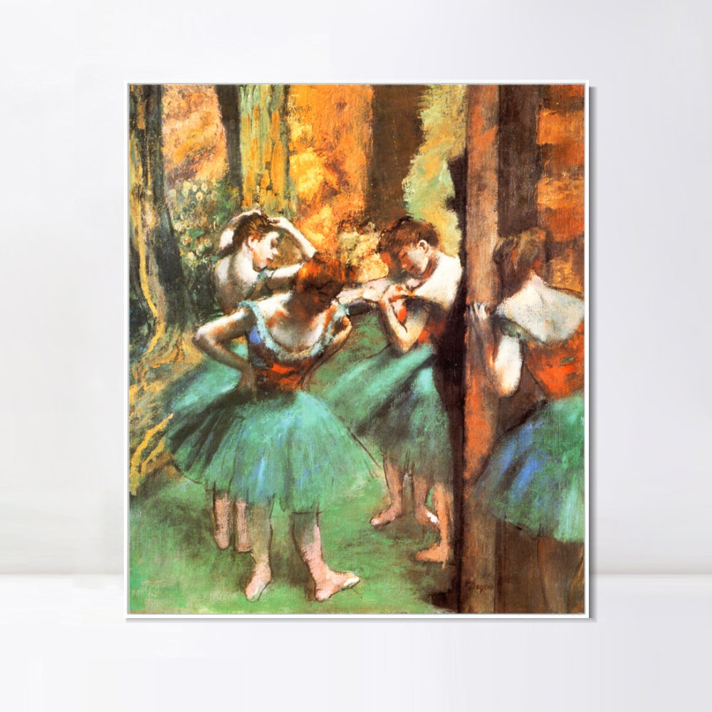 INVIN ART Framed Canvas Giclee Print Art Danseuses roses et vertes by Edgar Degas Wall Art
