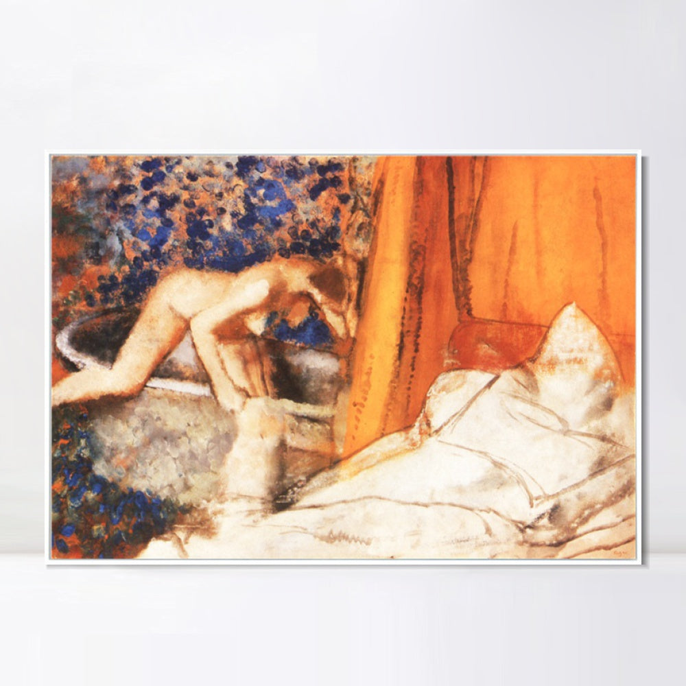 INVIN ART Framed Canvas Giclee Print Art Le Bain by Edgar Degas Wall Art