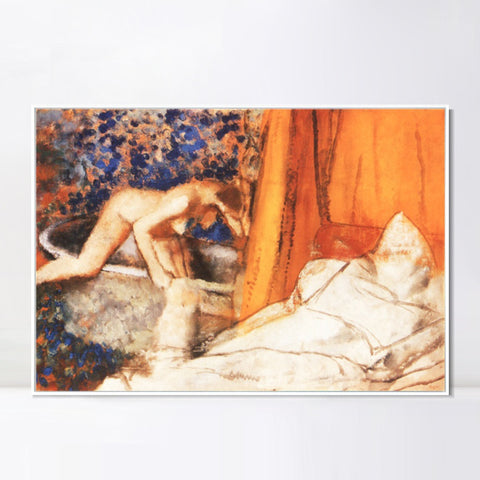INVIN ART Framed Canvas Giclee Print Art Le Bain by Edgar Degas Wall Art Living Room Home Office Decorations