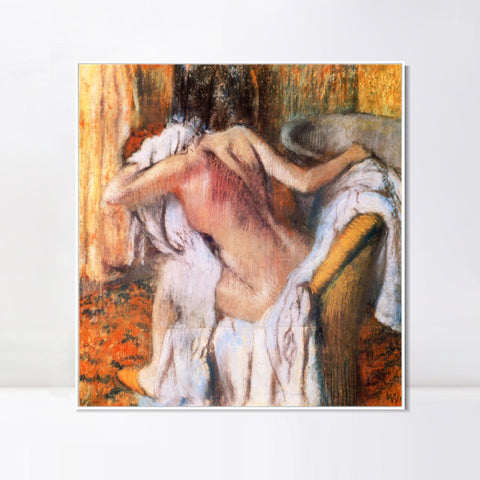 INVIN ART Framed Canvas Giclee Print Après le bain, femme s'asseyant by Edgar Degas Wall Art Living Room Home Office Decorations