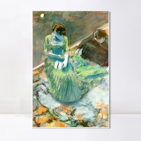INVIN ART Framed Canvas Giclee Print Art Avant le lever du rideau  by Edgar Degas Wall Art Living Room Home Office Decorations