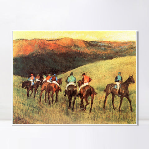 INVIN ART Framed Canvas Giclee Print Art Chevaux de courses à l'entrainement by Edgar Degas Wall Art Living Room Home Office Decorations