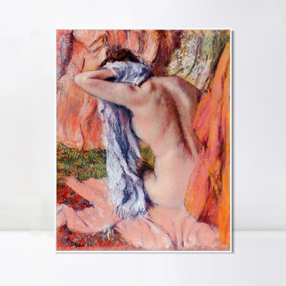 INVIN ART Framed Canvas Giclee Print Art After the Bath by Edgar Degas Wall Art