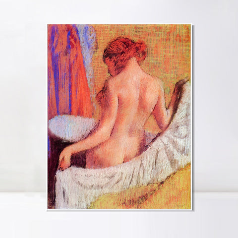 INVIN ART Framed Canvas Giclee Print Art After the Bath 2 by Edgar Degas Wall Art Living Room Home Office Decorations