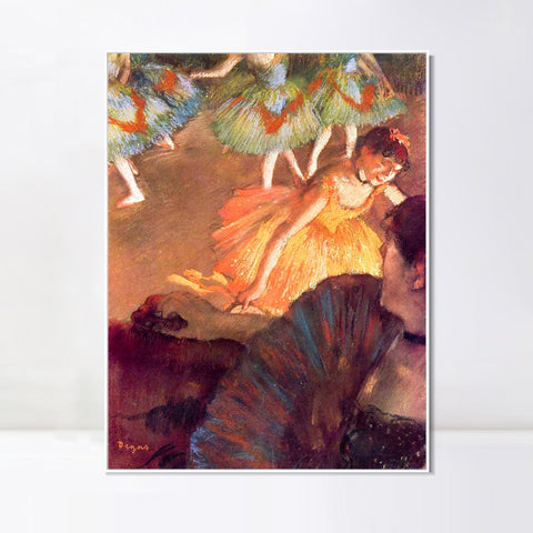 INVIN ART Framed Canvas Giclee Print Art Ballerina and Lady with a Fan by Edgar Degas Wall Art Living Room Home Office Decorations