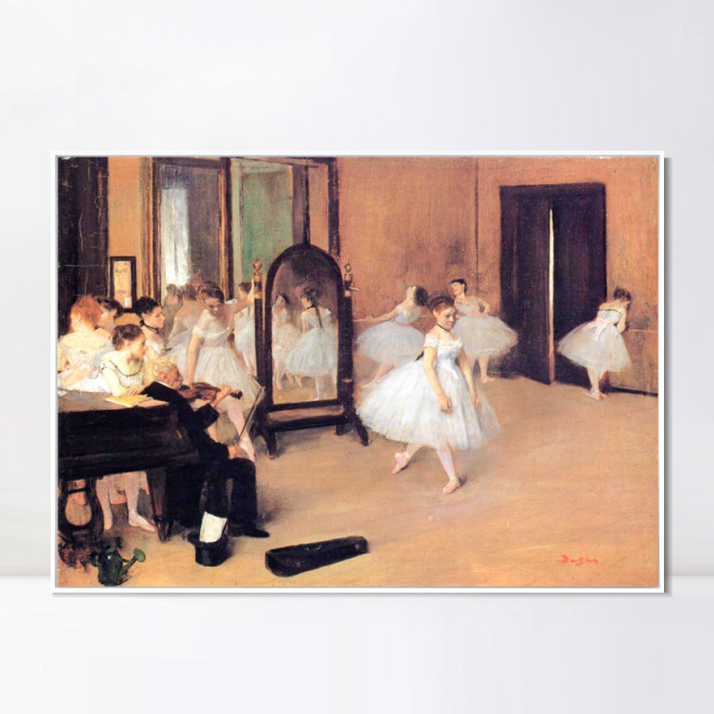 INVIN ART Framed Canvas Giclee Print Art Dance Class by Edgar Degas Wall Art
