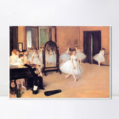 INVIN ART Framed Canvas Giclee Print Art Dance Class by Edgar Degas Wall Art Living Room Home Office Decorations