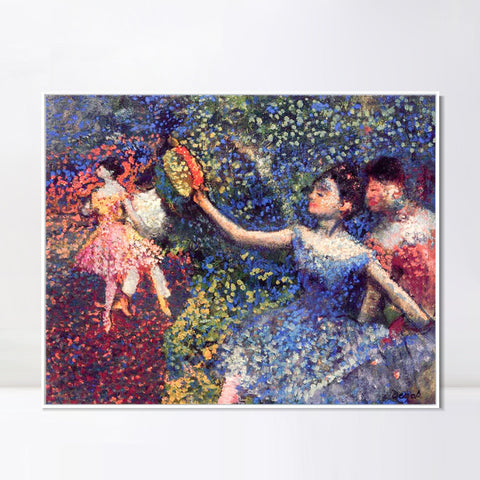 INVIN ART Framed Canvas Giclee Print Art Dancer and Tambourine by Edgar Degas Wall Art Living Room Home Office Decorations