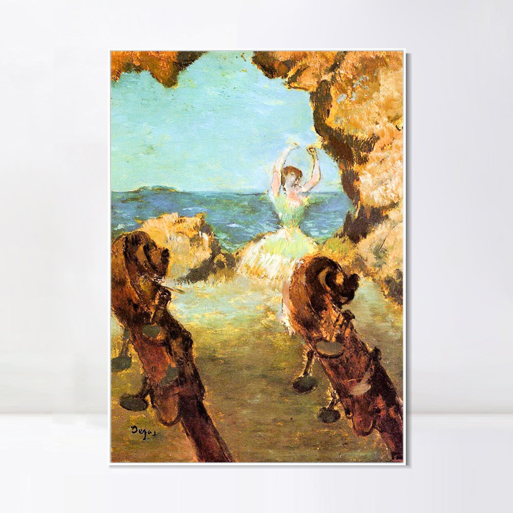 INVIN ART Framed Canvas Giclee Print Art Dancer on Stage by Edgar Degas Wall Art