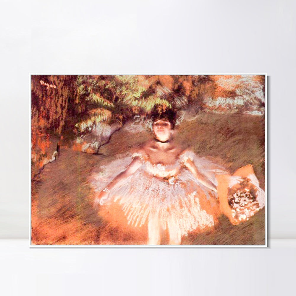 INVIN ART Framed Canvas Giclee Print Art Dancer Onstage with a Bouquet by Edgar Degas Wall Art