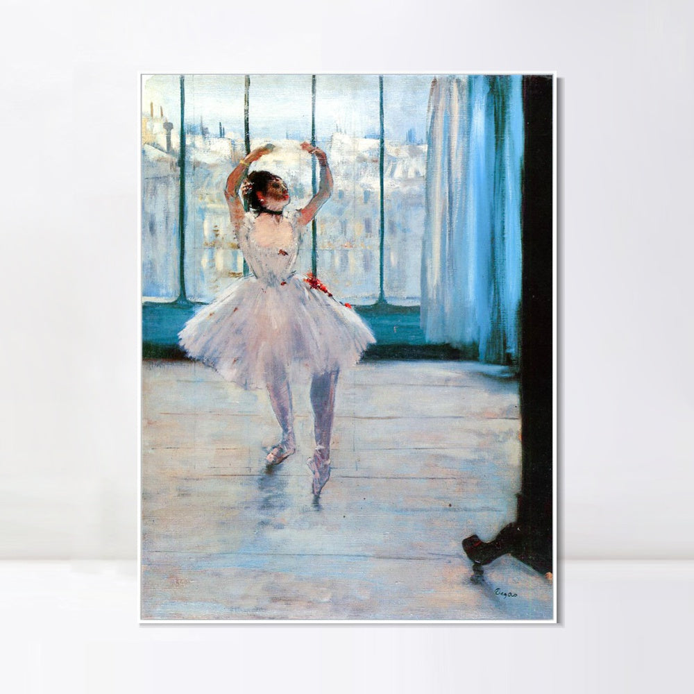 INVIN ART Framed Canvas Giclee Print Art Dancer Posing by Edgar Degas Wall Art