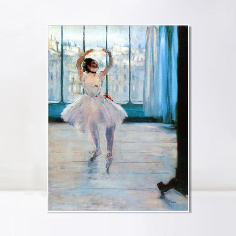 INVIN ART Framed Canvas Giclee Print Art Dancer Posing by Edgar Degas Wall Art Living Room Home Office Decorations