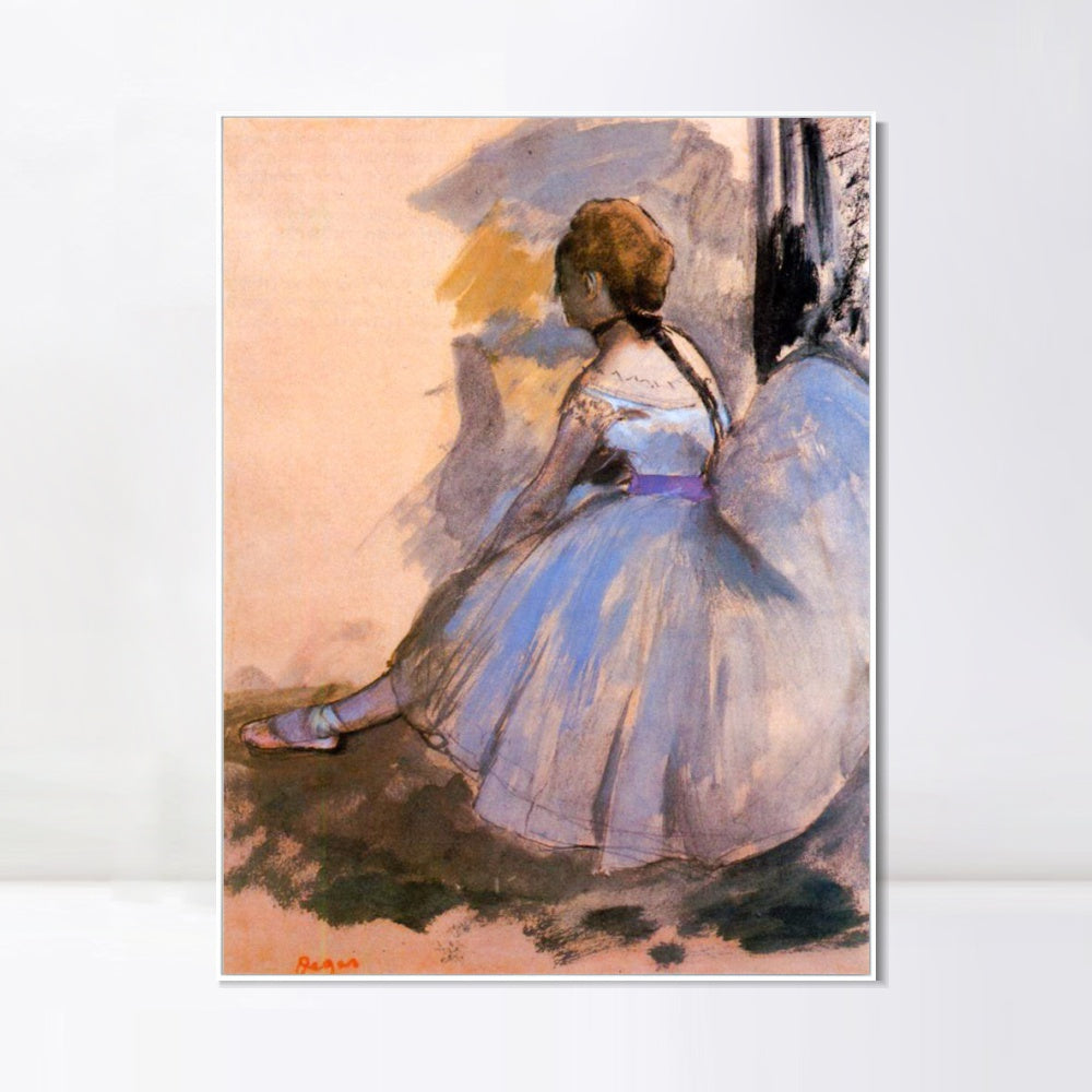 INVIN ART Framed Canvas Giclee Print Art Dancer Seated (study) by Edgar Degas Wall Art