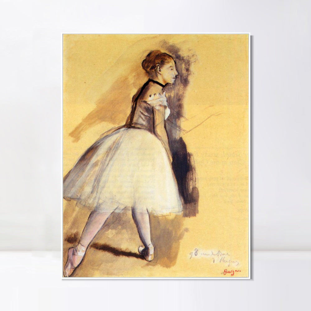 INVIN ART Framed Canvas Giclee Print Art Dancer Standing (study) 2 by Edgar Degas Wall Art