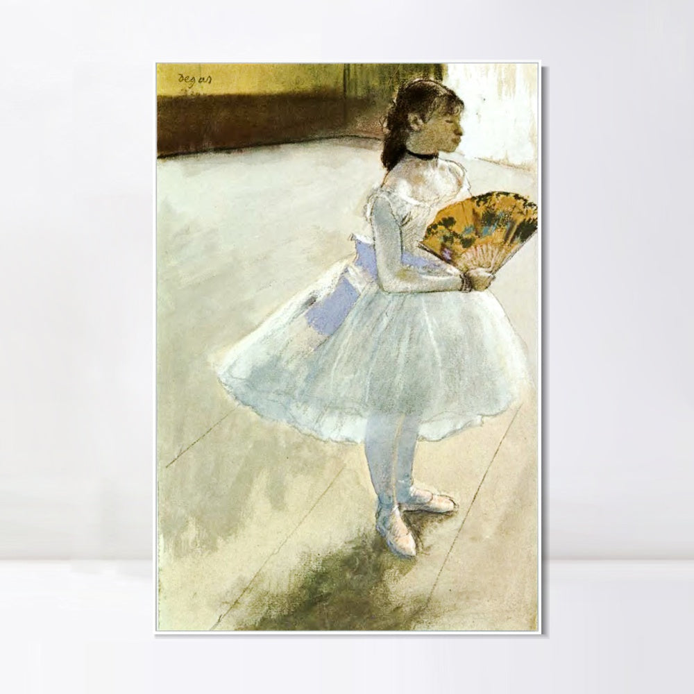 INVIN ART Framed Canvas Giclee Print Art Dancer with a Fan by Edgar Degas Wall Art