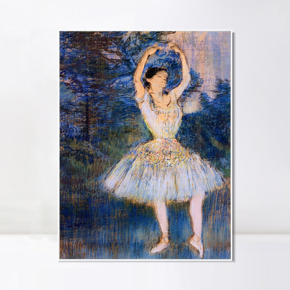 INVIN ART Framed Canvas Giclee Print Art Dancer with Raised Arms by Edgar Degas Wall Art
