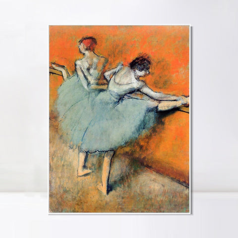 INVIN ART Framed Canvas Giclee Print Art Dancers at the Barre by Edgar Degas Wall Art Living Room Home Office Decorations