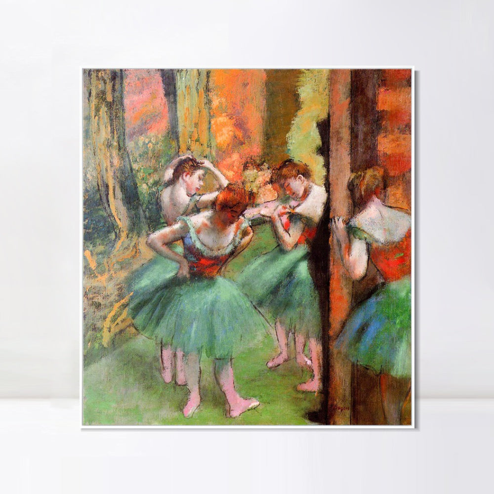 INVIN ART Framed Canvas Giclee Print Art Dancers, Pink and Green,circa 1885-1895 by Edgar Degas Wall Art