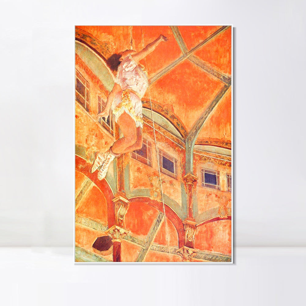 INVIN ART Framed Canvas Giclee Print Art La La at the Cirque Fernando,Paris 1879 by Edgar Degas Wall Art
