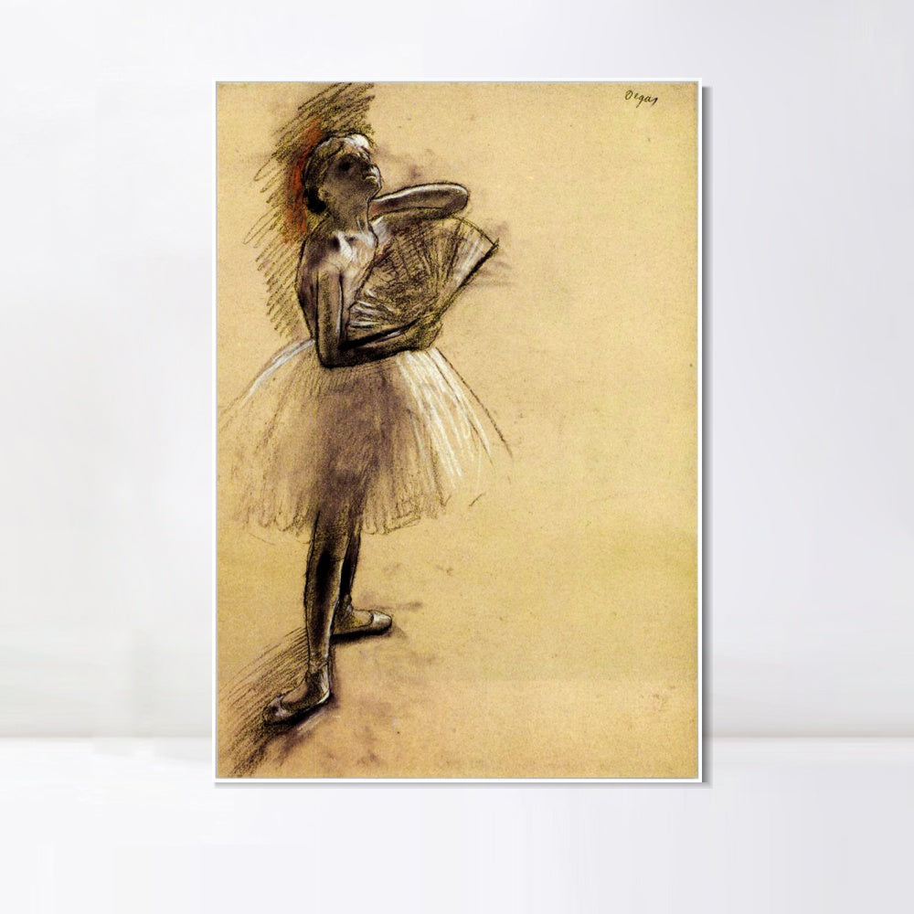 INVIN ART Framed Canvas Giclee Print Art Dancer with a Fan - 1880 by Edgar Degas Wall Art