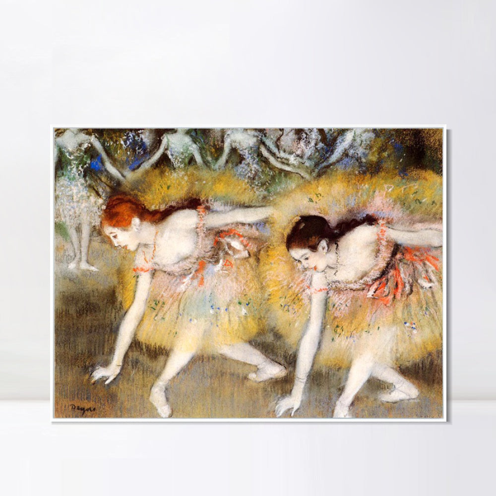 INVIN ART Framed Canvas Giclee Print Art Dancers Bending Down by Edgar Degas Wall Art