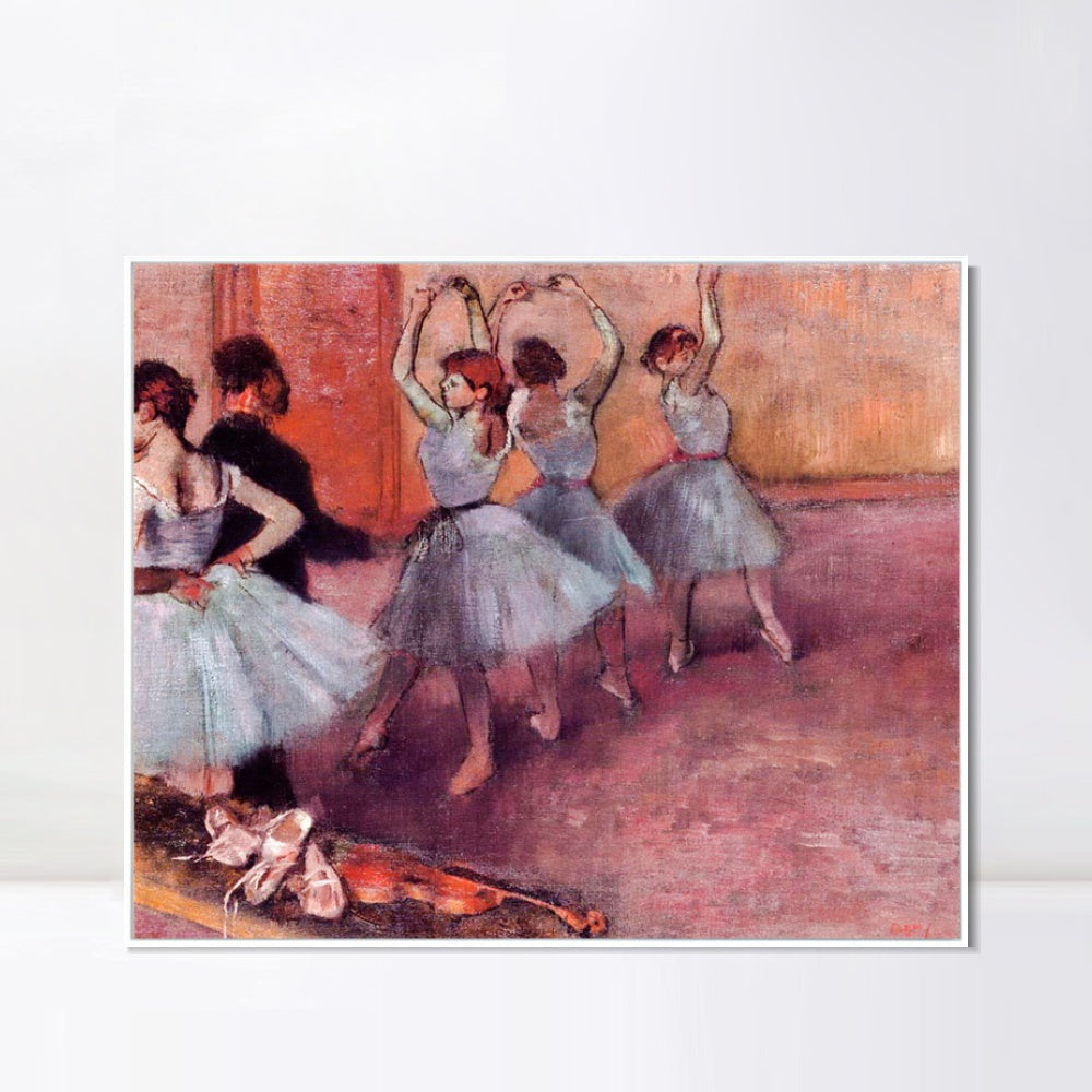 INVIN ART Framed Canvas Giclee Print Art Dancers in Light Blue by Edgar Degas Wall Art
