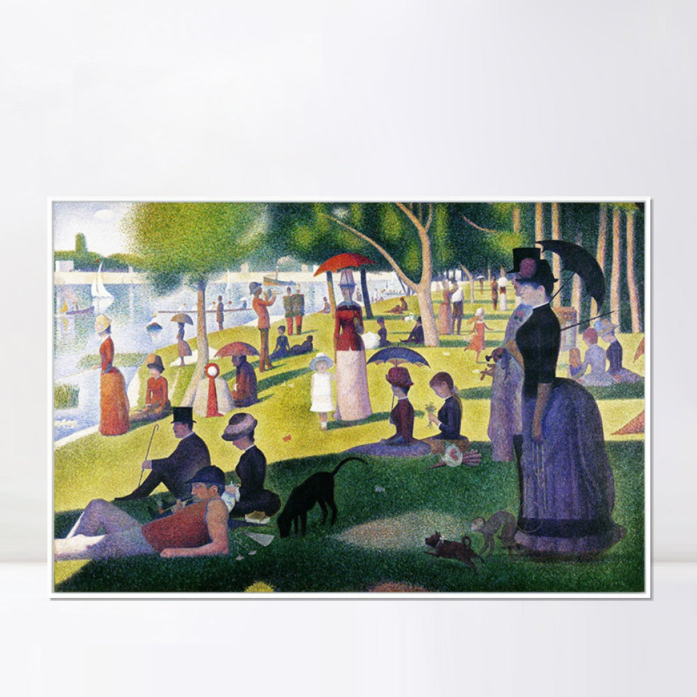 INVIN ART Framed Canvas Giclee Print Art A Sunday Afternoon on the Island of La Grande Jatte by Georges Seurat Wall Art Living Room Home Office Decorations