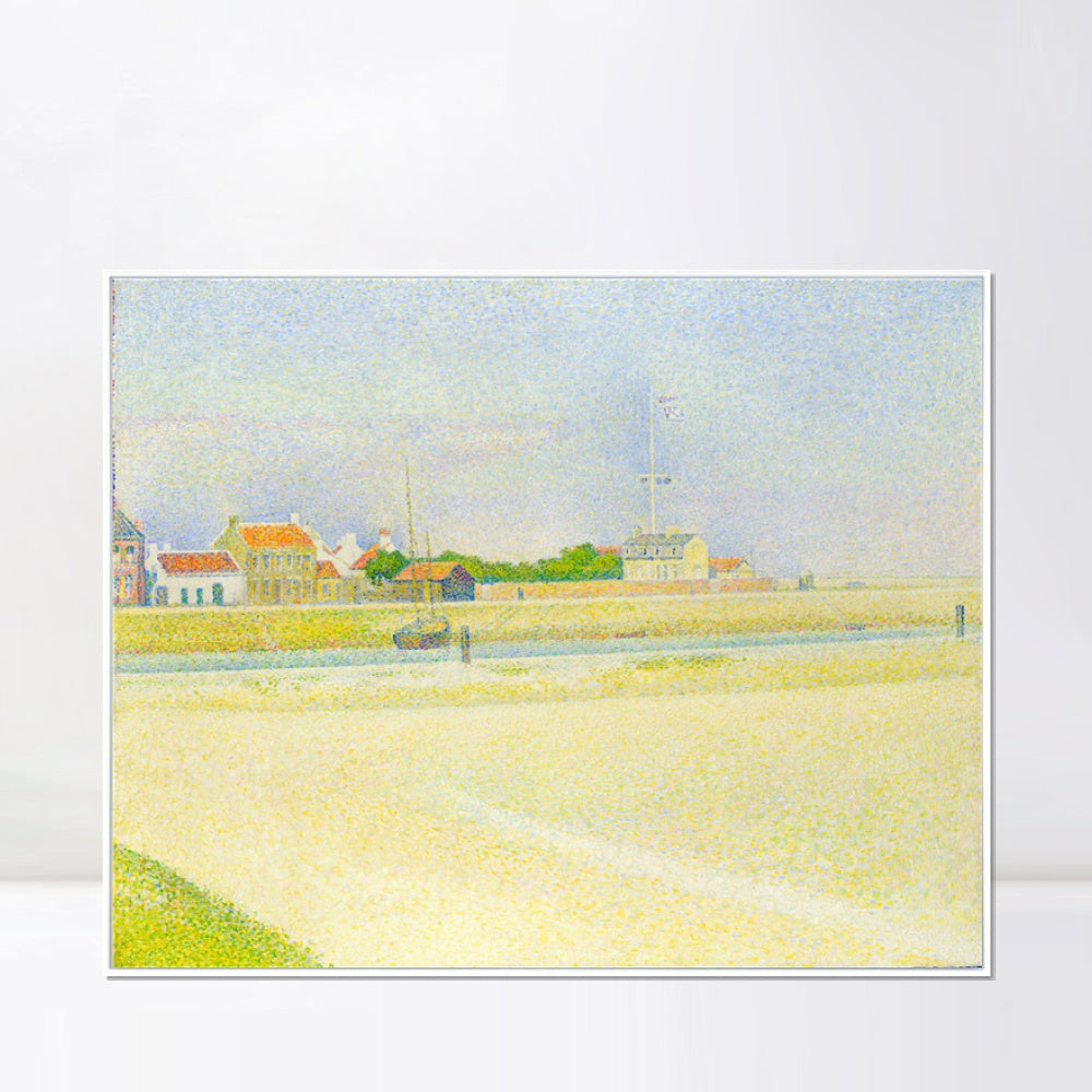 INVIN ART Framed Canvas Giclee Print Art Der Kanal von Gravelines, Grand Fort-Philippe by Georges Seurat Wall Art Living Room Home Office Decorations