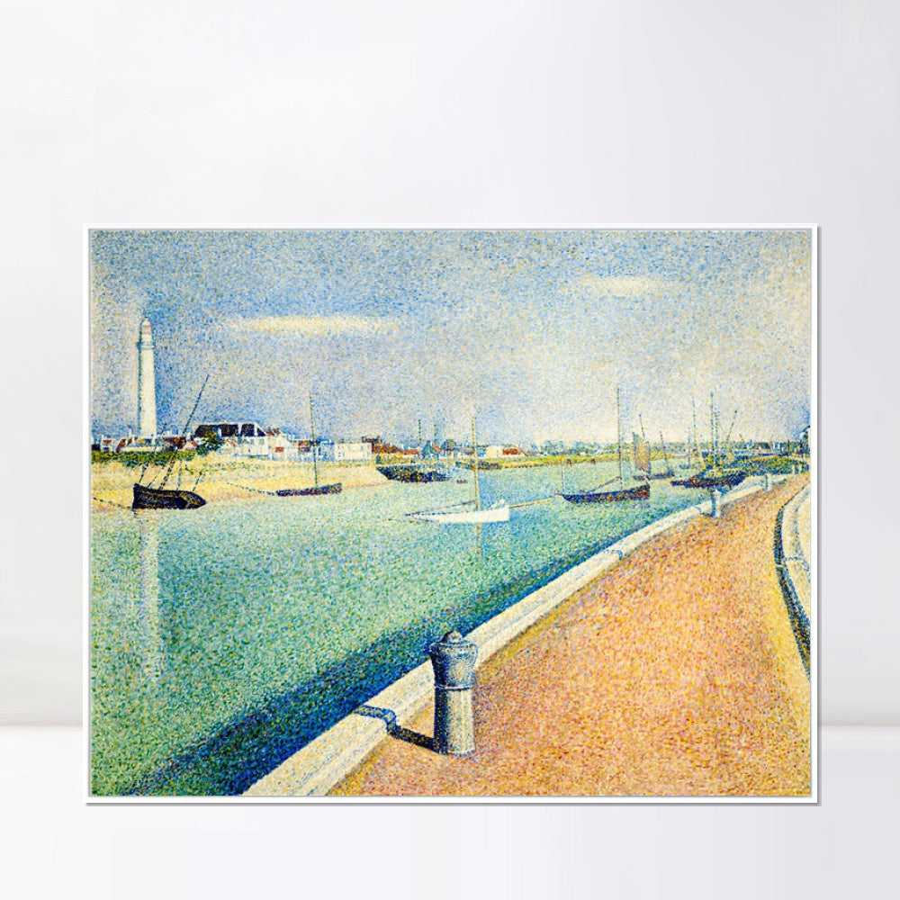 INVIN ART Framed Canvas Giclee Print Art Der Kanal von Gravelines, Petit-Fort-Philippe by Georges Seurat Wall Art Living Room Home Office Decorations