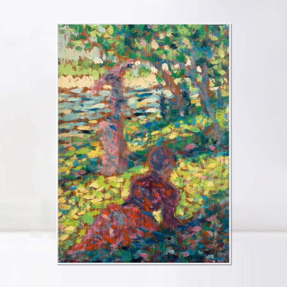 INVIN ART Framed Canvas Giclee Print Art Series#008 by Georges Seurat Wall Art Living Room Home Office Decorations