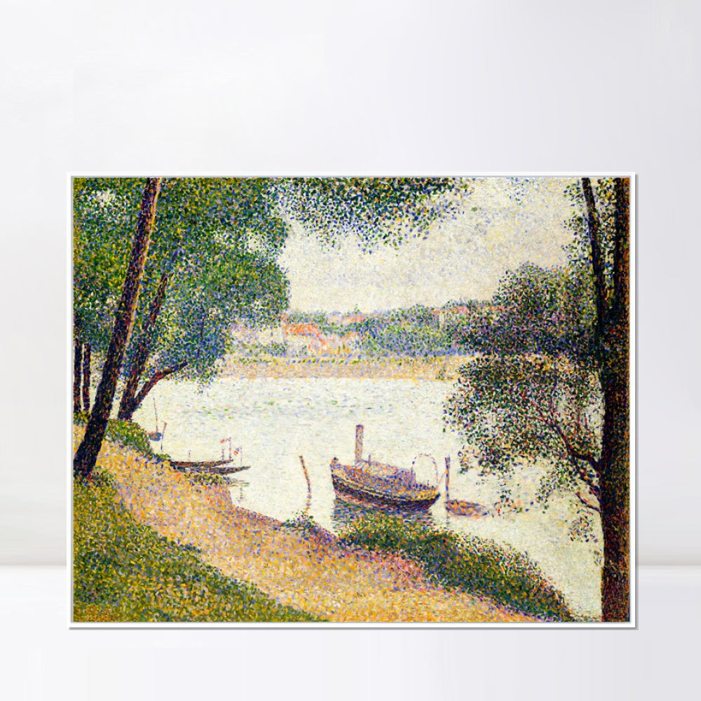 INVIN ART Framed Canvas Giclee Print Art Gray weather, Grande Jatte by Georges Seurat Wall Art Living Room Home Office Decorations