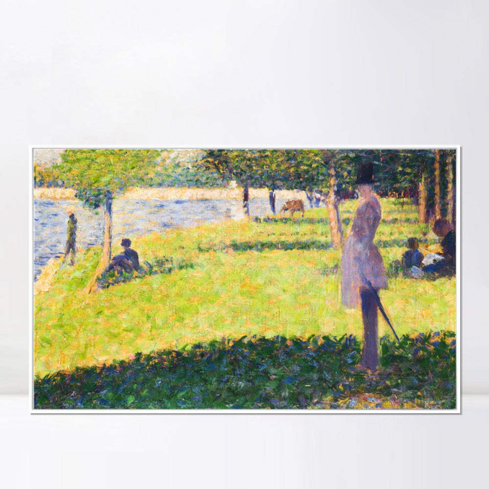 INVIN ART Framed Canvas Giclee Print Art Series#015 by Georges Seurat Wall Art Living Room Home Office Decorations