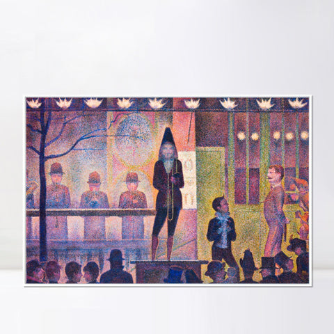 INVIN ART Framed Canvas Giclee Print Art La Parade de Cirque by Georges Seurat Wall Art Living Room Home Office Decorations