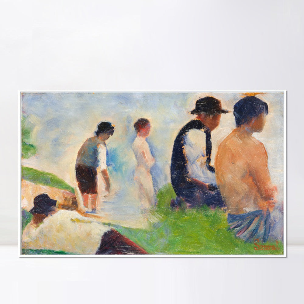 INVIN ART Framed Canvas Giclee Print Art Series#019 by Georges Seurat Wall Art Living Room Home Office Decorations