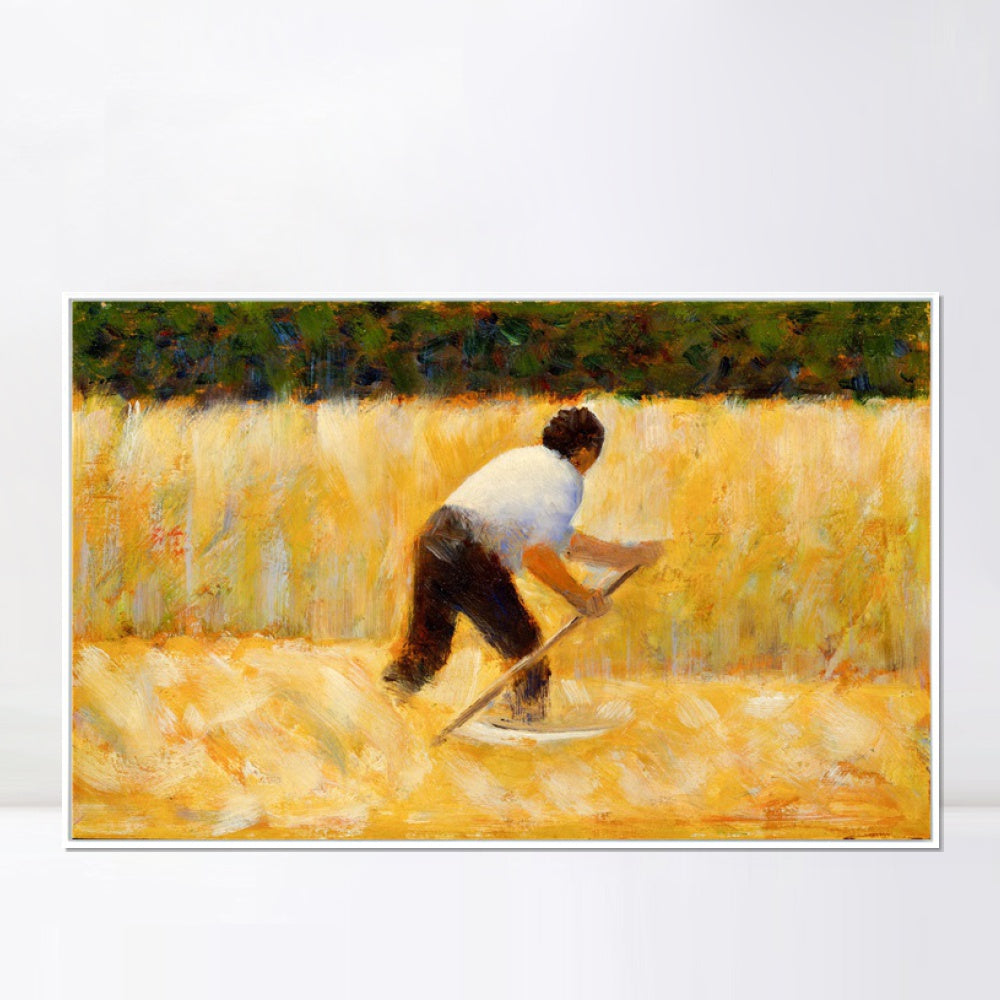 INVIN ART Framed Canvas Giclee Print Art Le Faucheur by Georges Seurat Wall Art Living Room Home Office Decorations