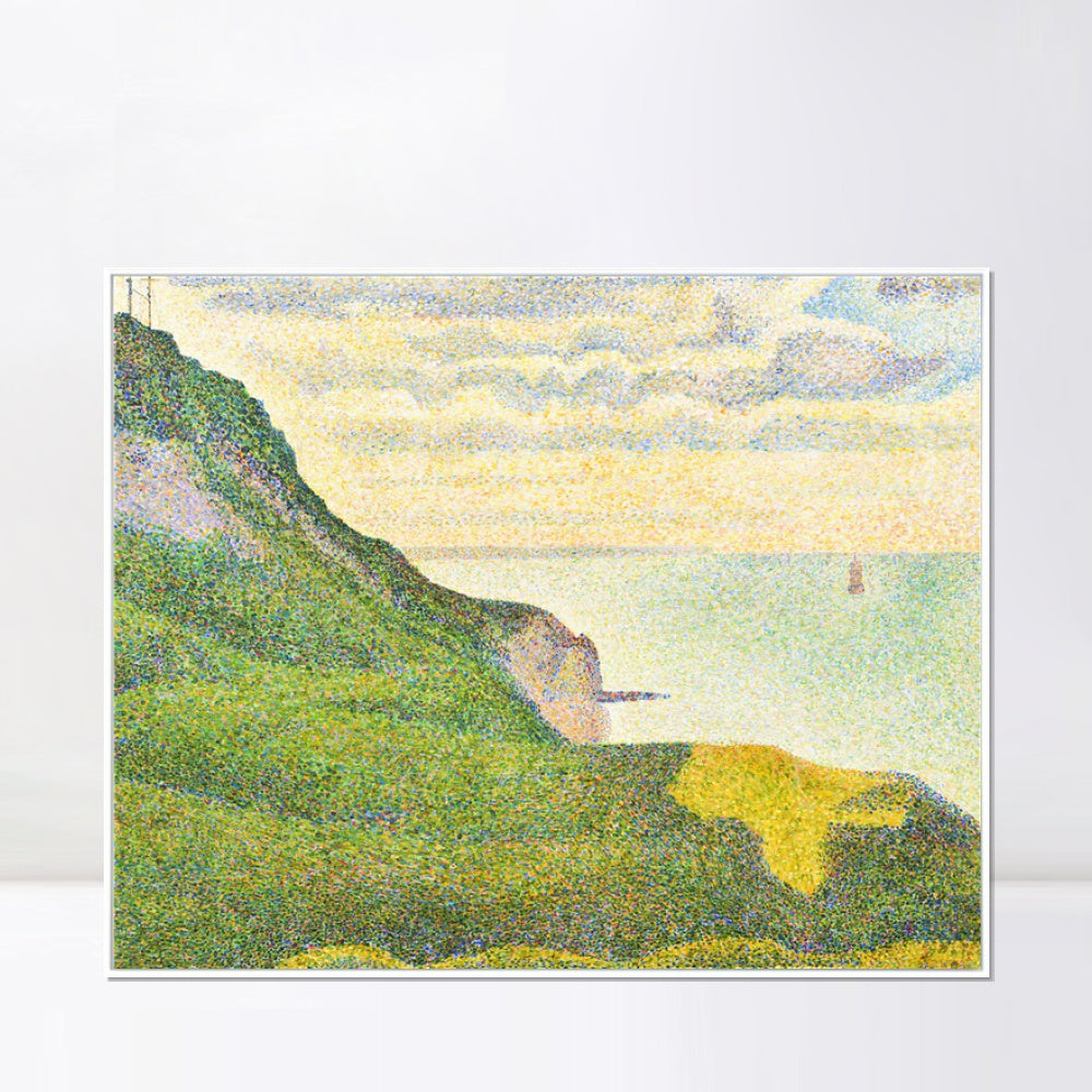 INVIN ART Framed Canvas Giclee Print Art Cranes and the breakthrough in Port-en-Bessin by Georges Seurat Wall Art Living Room Home Office Decorations