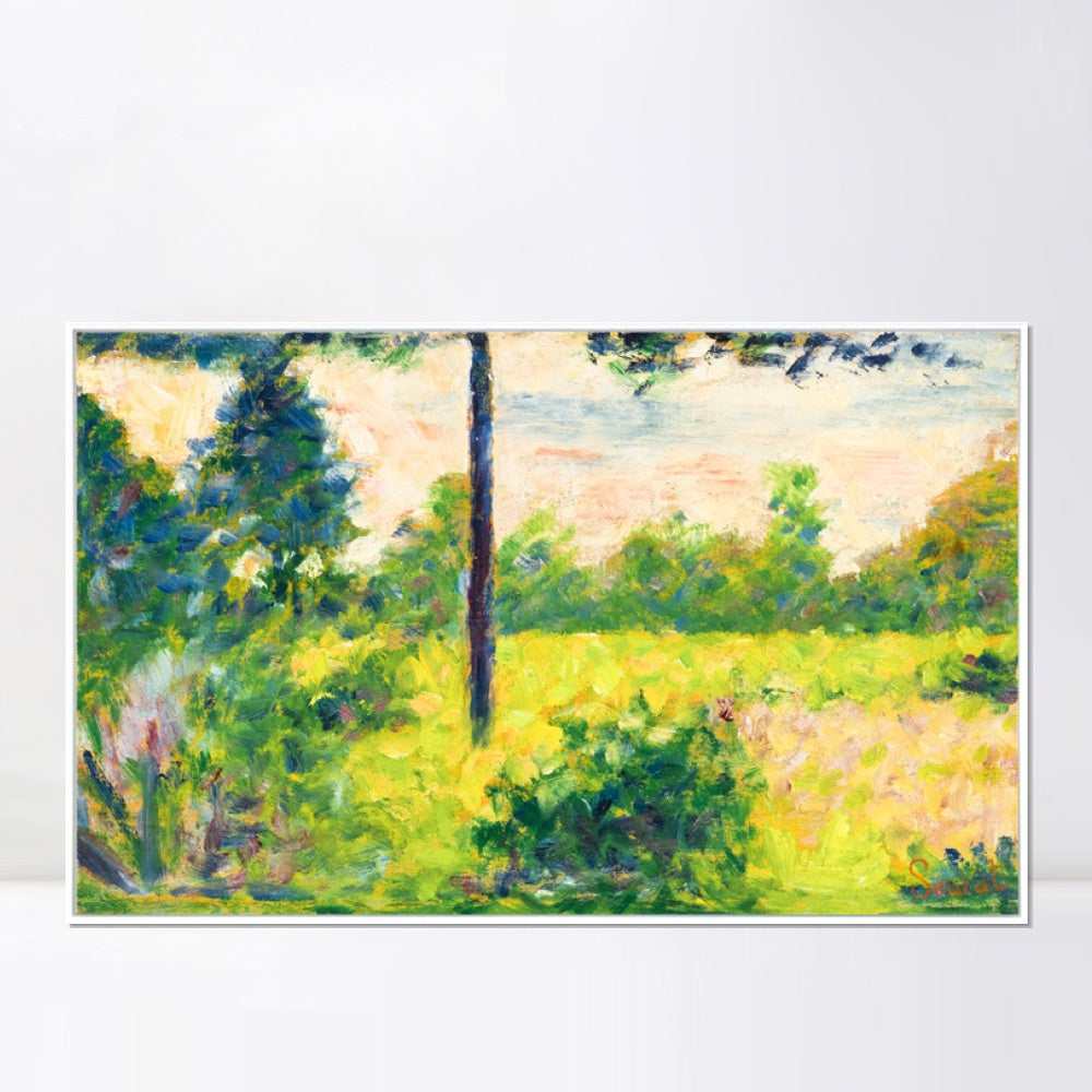INVIN ART Framed Canvas Giclee Print Art Pianura con alberi a Barbizon by Georges Seurat Wall Art Living Room Home Office Decorations