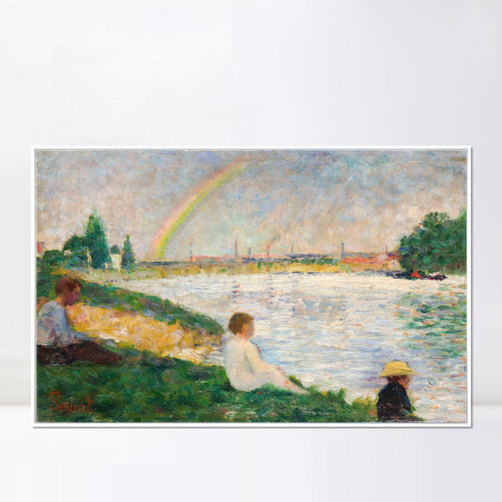 INVIN ART Framed Canvas Giclee Print Art Series#038 by Georges Seurat Wall Art Living Room Home Office Decorations