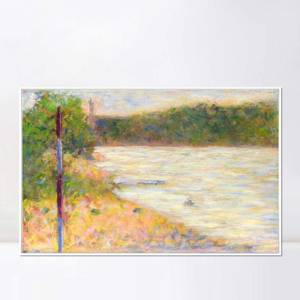 INVIN ART Framed Canvas Giclee Print Art Series#039 by Georges Seurat Wall Art Living Room Home Office Decorations