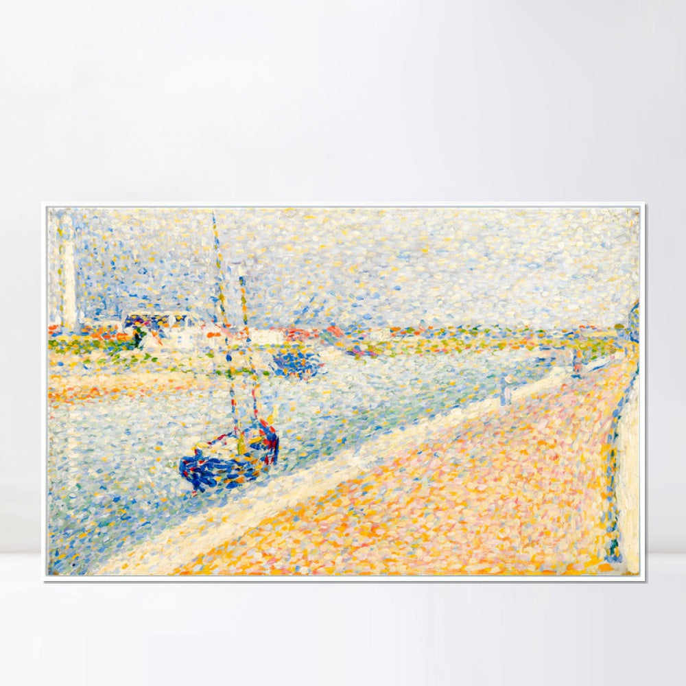 INVIN ART Framed Canvas Giclee Print Art Series#041 by Georges Seurat Wall Art Living Room Home Office Decorations