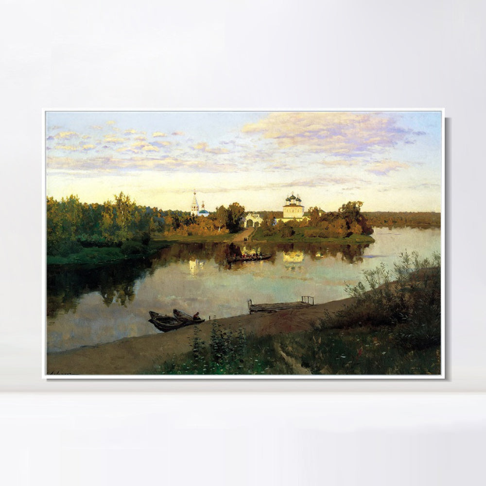 INVIN ART Framed Canvas Giclee Print Evening Bells by Isaac Levitan Wall Art