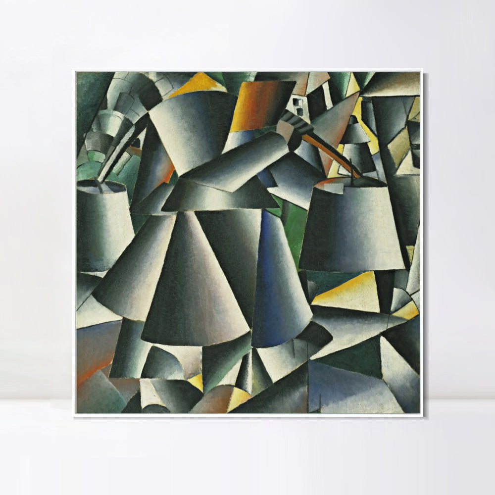 INVIN ART Framed Canvas Giclee Print Art Woman with buckets by Kasimir Malevich Wall Art Living Room Home Office Decorations