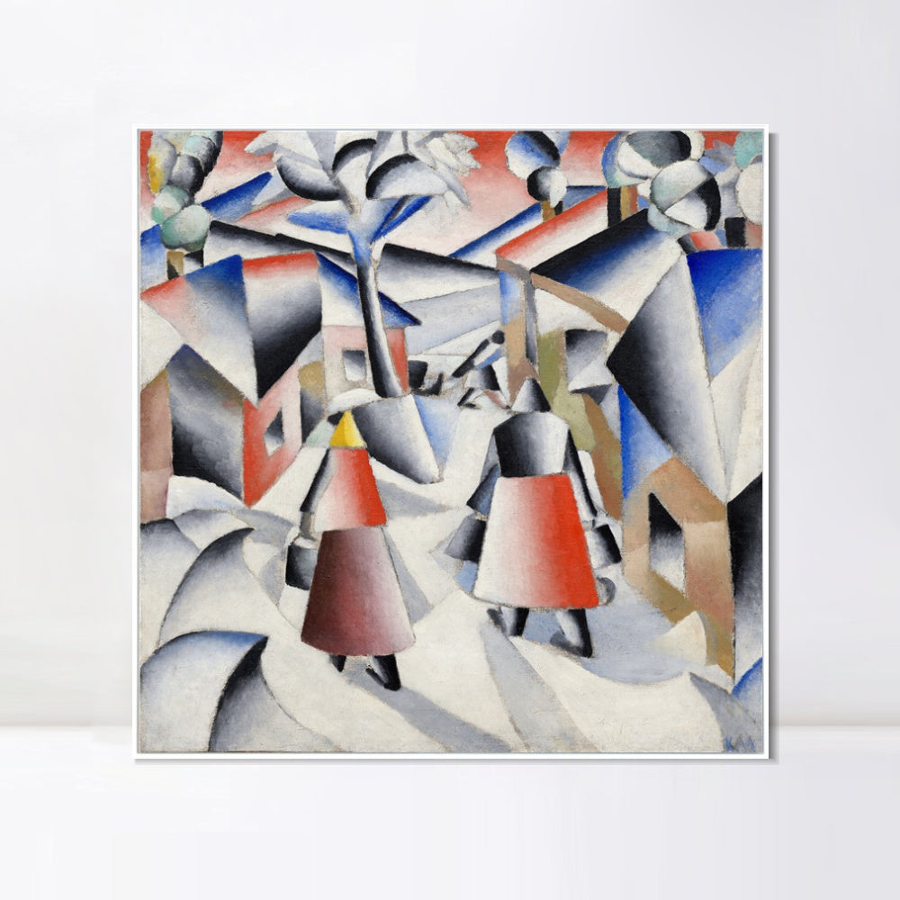 INVIN ART Framed Canvas Giclee Print Art Morning in The Country After Snowstorm by Kasimir Malevich Wall Art Living Room Home Office Decorations