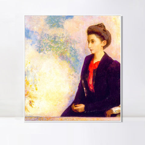 INVIN ART Framed Canvas Baroness Robert de Domecy by Odilon Redon Wall Art Living Room Home Office Decorations