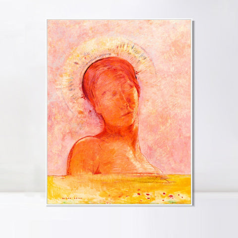 INVIN ART Framed Canvas Closed Eyes by Odilon Redon Wall Art Living Room Home Office Decorations