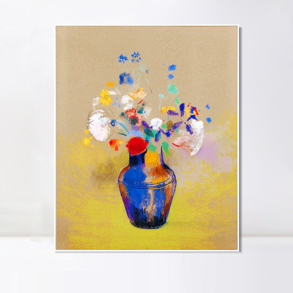 INVIN ART Framed Canvas Flowers in a Vase by Odilon Redon Wall Art Living Room Home Office Decorations